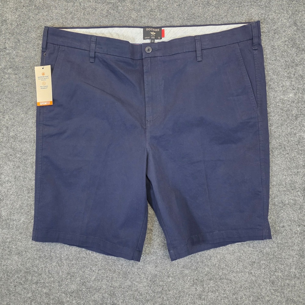 NWT Dockers Ultimate Shorts Mens 42 Navy Blue Supreme Flex Chino Casual